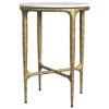Baldwin Round Marble Top Side Table White and Gold / CS-930081