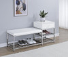 Siega 1-Drawer Shoe Storage Entryway Bench White High Gloss and Chrome / CS-910223