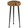 Keith Round Solid Tree Trunk Side Table Natural and Black / CS-936181