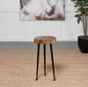 Keith Round Solid Tree Trunk Side Table Natural and Black / CS-936181