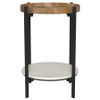 Adhvik Round End Side Table Marble Shelf Natural and Black / CS-931218