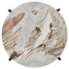 Noemie Round Marble Top Accent Side Table White and Gunmetal / CS-931204