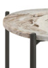Noemie Round Marble Top Accent Side Table White and Gunmetal / CS-931204