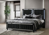 Ravenne Velvet Upholstered Eastern King LED Panel Bed Black / CS-223191KE