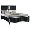 Ravenne Velvet Upholstered Eastern King LED Panel Bed Black / CS-223191KE