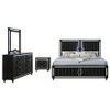 Ravenne 4-piece Velvet Upholstered California King LED Bedroom Set Black / CS-223191KW-S4