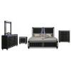 Ravenne 5-piece Velvet Upholstered Eastern King LED Bedroom Set Black / CS-223191KE-S5