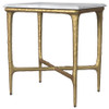 Baldwin Rectangular Marble Top Side Table White and Gold / CS-930091