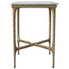 Baldwin Rectangular Marble Top Side Table White and Gold / CS-930091