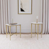 Baldwin Rectangular Marble Top Side Table White and Gold / CS-930091
