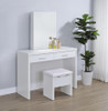 Bunbury Makeup Vanity Table Set Storage Mirror and Stool White / CS-930280