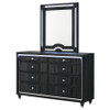 Ravenne 8-drawer Velvet Upholstered LED Dresser and Mirror Black / CS-223193M