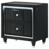 Ravenne 2-drawer Velvet Upholstered LED Nightstand with USB Black / CS-223192