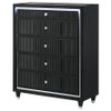 Ravenne 5-drawer Velvet Upholstered LED Chest of Drawers Black / CS-223195