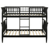 Abram Windsor Twin Over Twin Wood Bunk Bed with Ladder Black / CS-460061BLKT