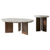 Jenna 2-piece Round Marble Top Coffee Table Set Brown / CS-706168-S2