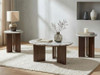 Jenna 3-piece Round Marble Top Coffee Table Set Brown / CS-706168-S3
