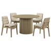 Hamlyn 5-piece Round Wood Dining Set Cream and Natural Oak / CS-193930NAT-S5D