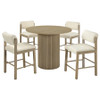 Hamlyn 5-piece Round Wood Counter Height Dining Set Cream and Natural Oak / CS-193938NAT-S5B