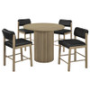 Hamlyn 5-piece Round Wood Counter Height Dining Set Black and Natural Oak / CS-193938NAT-S5C