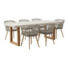 Cascais - Outdoor Grey + Faux Travertine + Eucalyptus Dining Table Set / VGEF-VELTIS-SWALLOW-SET