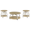 Dacre 3-piece Round Coffee and End Table Set Greige / CS-720318-S3