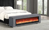 Elnath Bench w/ Visual Wood Log Fireplace, Gray / FM-BN6001GY