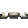 Sojourn 5 Piece Outdoor Patio Sunbrella® Sectional Set by Modway / EEI-1882
