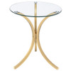 Eloise Round Glass Top Curved Metal Side Table Gold / CS-902869GLD