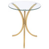 Eloise Round Glass Top Curved Metal Side Table Gold / CS-902869GLD