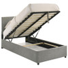 Reeves Upholstered Twin Lift-Top Storage Platform Bed Grey / CS-315918GRYT