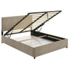 Reeves Upholstered Queen Lift-Top Storage Platform Bed Tan / CS-315918TANQ