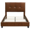 Farrell Queen Leatherette Upholstered Panel Bed Brown / CS-315923Q