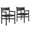 Alvia Oak Wood Dining Armchairs With Woven Seats Set of 2 by Modway / EEI-7542