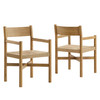 Alvia Oak Wood Dining Armchairs With Woven Seats Set of 2 by Modway / EEI-7542