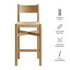 Alvia Oak Wood Bar Stools With Woven Seats Set of 2 by Modway / EEI-7544