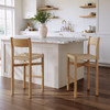 Alvia Oak Wood Bar Stools With Woven Seats Set of 2 by Modway / EEI-7544