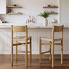 Alvia Oak Wood Bar Stools With Woven Seats Set of 2 by Modway / EEI-7544