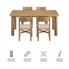 Alvia 5-Piece Oak Wood Dining Table and Chairs Set by Modway / EEI-7551