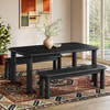 Alvia 3-Piece Oak Wood Dining Table and Benches Set by Modway / EEI-7553