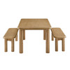 Alvia 3-Piece Oak Wood Dining Table and Benches Set by Modway / EEI-7553