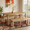 Alvia 3-Piece Oak Wood Dining Table and Benches Set by Modway / EEI-7553