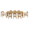 Alvia 9-Piece Oak Wood Extendable Dining Table and Chairs Set by Modway / EEI-7555