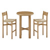 Alvia 3-Piece Round Oak Wood Bar Table With Bar Stools Set by Modway / EEI-7556