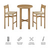 Alvia 3-Piece Round Oak Wood Bar Table With Bar Stools Set by Modway / EEI-7556