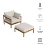 Eleni 2-Piece Outdoor Patio Teak Wood Armchair and Ottoman Set by Modway / EEI-7658