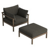 Eleni 2-Piece Outdoor Patio Teak Wood Armchair and Ottoman Set by Modway / EEI-7658