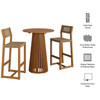 Reed 3-Piece Outdoor Patio Teak Wood Bar Set by Modway / EEI-7697