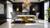 Palazzo 6 Pc. Dining Table Set, Gold/Black / FM33002GD-T-7PC-11BK