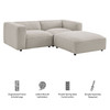 Auren 3 Piece Lattice Bouclé Upholstered Modular Loveseat with Ottoman by Modway / EEI-7719